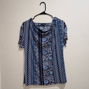 Formal going out top ruffled collar Liz Claiborne shirt paisley print y2k blouse